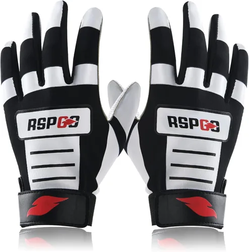Miniatura 4 de Guantes de bateo de béisbol y sóftbol para niños con ajuste de super agarre Negro clásico