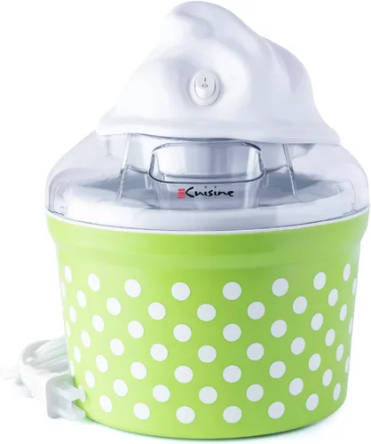 Euro Cuisine Máquina para hacer helados, sorbetes y yogur congelado, máquina casera para hacer helados para niños con 4 vasos de vidrio, tazón de