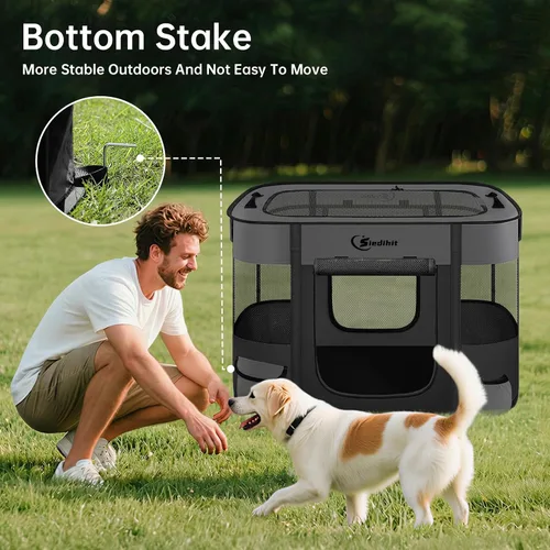Miniatura 5 de Siedihit Corralito para Perros y Gatos, Corrales Portátiles para Mascotas y Cachorros para Jaula de Viaje al Aire Libre, Uso Interior Después