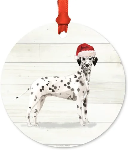 Miniatura 37 de Andaz Press Adorno de Navidad de metal personalizado para perro, perro y mascota, cocker spaniel con sombrero de Papá Noel, 1 paquete, incluye cinta