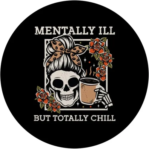 Miniatura 3 de Esqueleto mentalmente enfermo pero totalmente escalofriante Halloween Skull Mom PopSockets intercambiables PopGrip