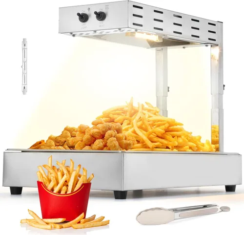 Dyna-Living Calentador de papas fritas – 3 niveles de altura ajustable calentador de papas fritas comercial 10L encimera de papas fritas lámpara de