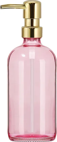 Miniatura 11 de Dispensador de jabón de vidrio ámbar GMISUN, 1 paquete de dispensadores de jabón para platos para cocina con bomba de acero inoxidable a prueba