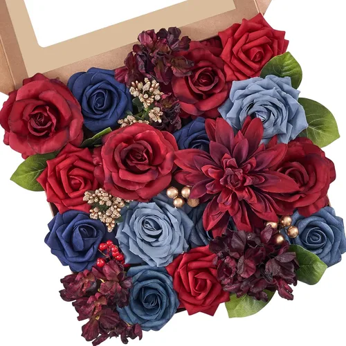 Miniatura 31 de Serwalin Flores artificiales, flores rosadas, flores de seda falsas, flores de pastel de boda, flores para ramos de boda, centros de mesa, Un rosa