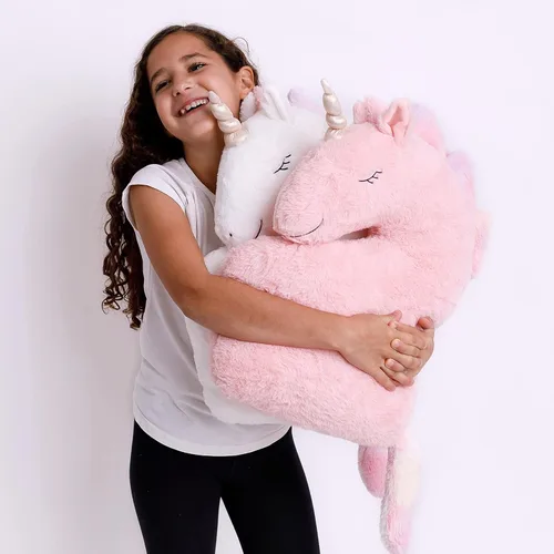 Miniatura 6 de Perfectto Design Juego de 2 almohadas decorativas de unicornio para la habitación de las niñas y los niños, felpa esponjosa blanca y rosa para bebé