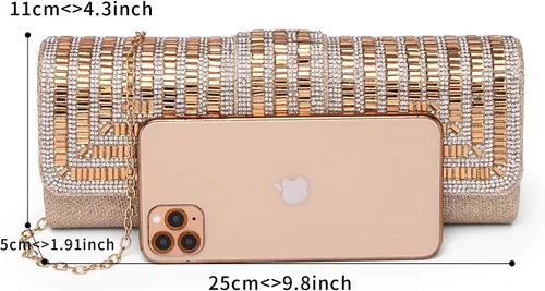 Miniatura 19 de Labair Bolso de noche y embragues para mujer, bolso de mano brillante con diamantes de imitación, bolso formal para fiesta de boda.