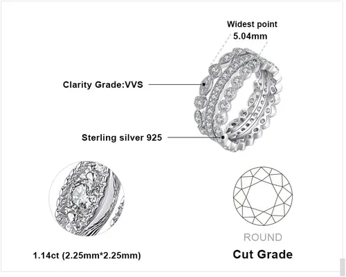 Miniatura 2 de JewelryPalace Anillos de plata de ley 925 chapados en oro de 14 quilates para mujer, anillos de promesa de circonita cúbica para ella, anillos