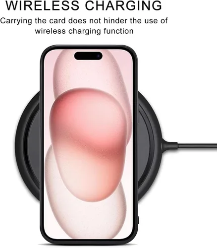Miniatura 6 de Kowauri Funda para iPhone 15, piel sintética, con ranura para tarjeta de crédito, funda protectora ultra delgada para iPhone 15 (6.1 pulgadas), gris