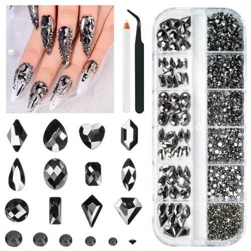 Miniatura 20 de Qiipii 2052 piezas de diamantes de imitación amatista púrpura para uñas, diamantes de imitación de vidrio de color lila claro para uñas, 72 formas