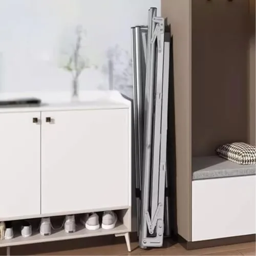 Miniatura 5 de Estante de secado de ropa plegable que ahorra espacio, secadora de ropa de acero inoxidable resistente con ruedas rodantes, marco multicapa
