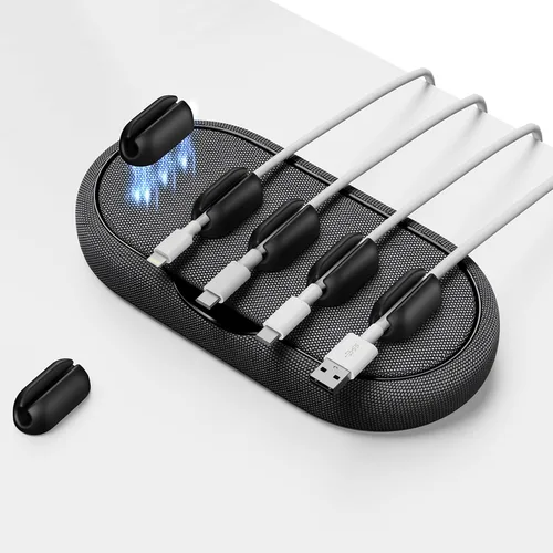 Organizador de cables magnético, soporte de cable de escritorio con 6 clips magnéticos para cables, gestión de cables de carga para oficina en casa,