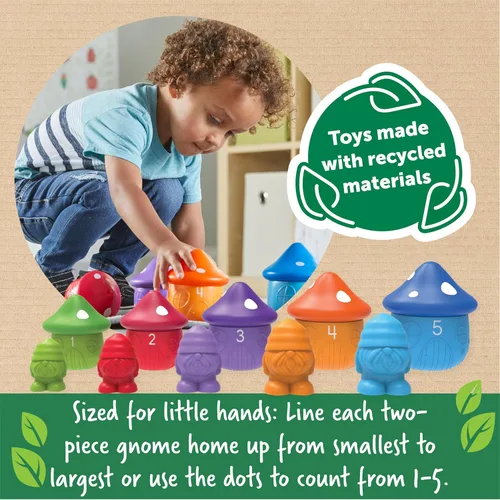 Miniatura 4 de Learning Resources Peekaboo Gnome Homes - Juguetes de clasificación para niños pequeños, reconocimiento de colores y tamaños, habilidades motoras
