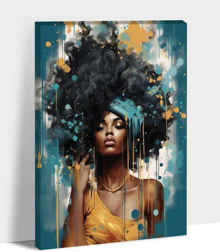 Miniatura 47 de Arte de pared afroamericano, decoración de rey y reina bailarín negro para sala de estar, arte de pareja de amor negro para dormitorio, lienzo