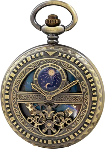 Miniatura 8 de Reloj de bolsillo mecánico vintage para hombre, reloj de bolsillo de viento de mano con esfera romana para hombre con cadena FOB regalo