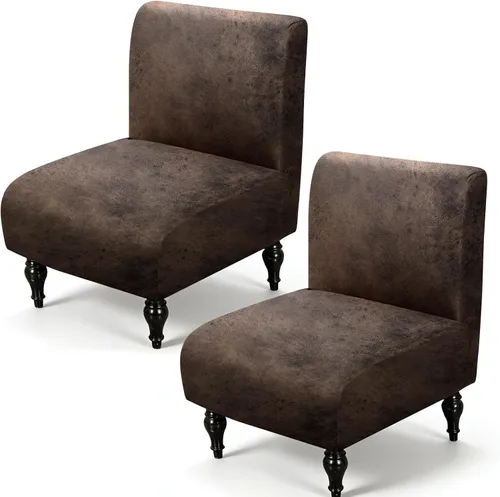 Miniatura 13 de ANARACHON Armless Accent Chair Cover Slipcover,Faux Leather Armless Slipper Chair Cover, Washable Non-Slip Furniture Protector and Home Decor for