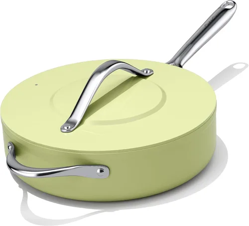 Miniatura 10 de CookinCraze Sartén Salteadora Antiadherente de Cerámica con Tapa (4.5 qt, 11") Sartén Profunda para Freír para Todas las Estufas Sartén No Tóxica