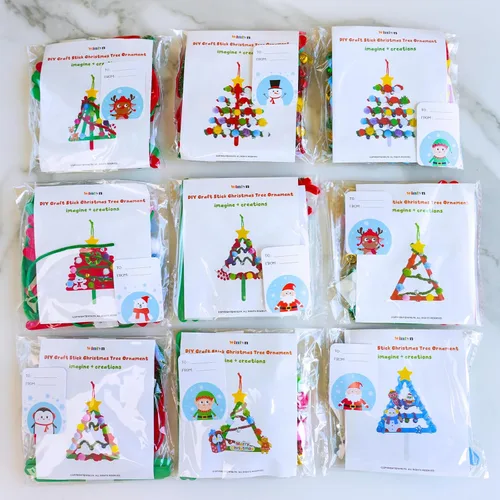 Miniatura 8 de Winlyn 27 juegos de manualidades de Navidad, manualidades de invierno, palillos de paleta, adornos de árbol de Navidad, juegos de arte, palos