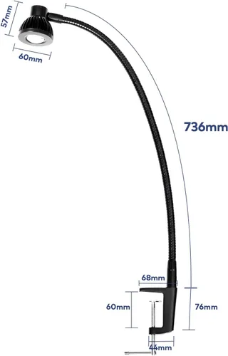 Miniatura 4 de Hersi Lámpara de escritorio de brazo flexible de 5 W y 35 pulgadas de largo, luz LED de trabajo de arquitecto de metal con abrazadera, lámpara