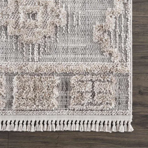 Miniatura 4 de Hauteloom Aria - Alfombra para sala de estar y dormitorio, con borde geométrico de medallón de diamante, envejecida, bohemio, transicional, tribal