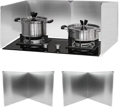 Miniatura 8 de 2 protectores contra salpicaduras de grasa de 2 caras, plegables, de acero inoxidable, protector contra salpicaduras de aceite para salpicaduras