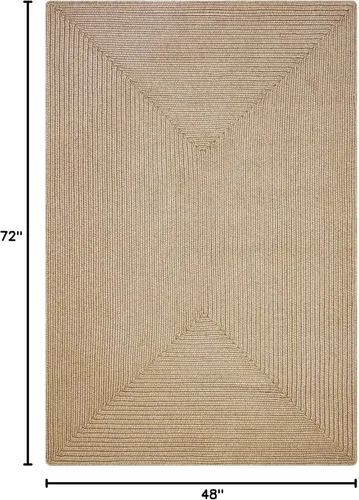 Miniatura 3 de Homespice Biscuit - Alfombra trenzada de 4 x 6 pies, alfombra marrón estilo campestre para sala de estar y dormitorio, impermeable, apta