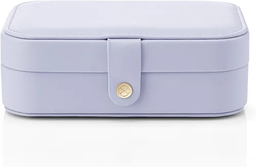 Miniatura 6 de Vlando Pequeño organizador de joyero de viaje Joyas espejadas, collares, anillos, aretes, collar, estuche de almacenamiento para niñas, mujeres