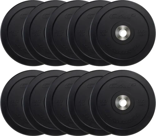 Miniatura 40 de CAP Juego de pesas olímpicas de 2 pulgadas 100-370 libras Varios colores Estante de almacenamiento opcional