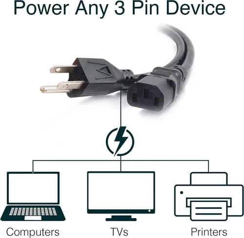 Miniatura 2 de C2G 10FT Replacement AC Power Cord Shielded - Power Cable for Electronics, TV, Computer, Printer, Radio, Monitor, Samsung, Dell, Vizio, LG, Asus