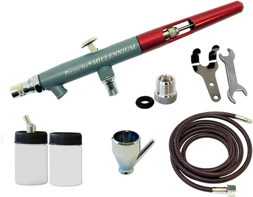 Paasche - Kit de aerógrafo de alimentación de sifón de doble acción MIL, un aerógrafo preciso y versátil para rociar agua o medios a base de