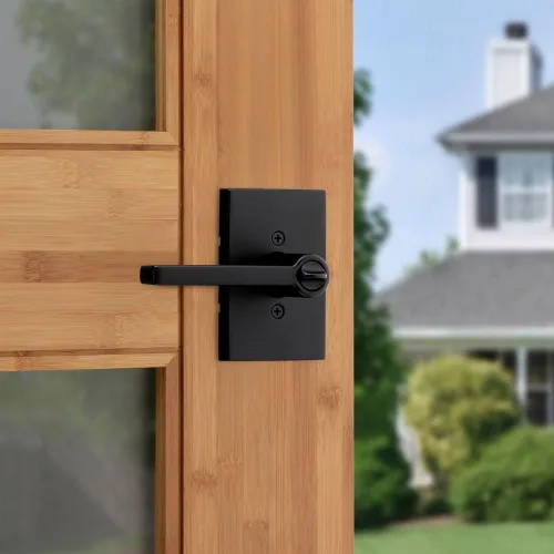 Miniatura 8 de Kwikset Halifax Entry Door Handle with Lock and Key, Secure Keyed Reversible Lever Exterior, Matte Black, Pick Resistant Smartkey Rekey Security and
