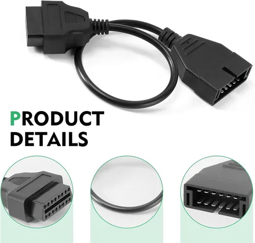 Miniatura 6 de Conector de escáner OBD1, 1 unidad de 12 pines a OBD1 a OBD2, herramienta de extensión de diagnóstico de 15.7 in para lectura de datos de vehículos