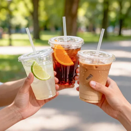 Miniatura 7 de Paquete de 100 vasos de 16 onzas con tapas y pajitas, vasos de plástico desechables con tapas, sin BPA, perfectos para café helado, frappes, batidos
