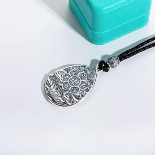 Miniatura 3 de AnuClub Collar con colgante de escultura de Buda Guanyin de plata de ley S999, amuleto de la suerte, joyería de San Patrono del zodiaco chino