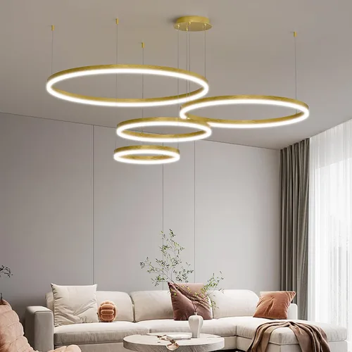 Miniatura 17 de Mikeru Lámpara LED moderna, lámpara colgante de techo con control remoto de 3000 a 6500 K, luz de temperatura de color ajustable para sala de estar