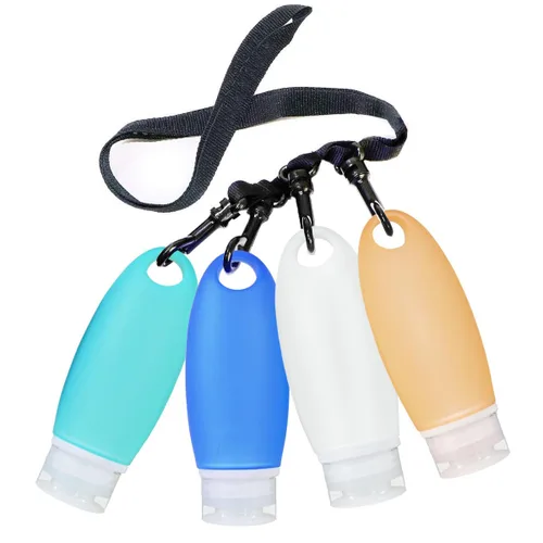 Botellas recargables a prueba de fugas, recipientes de viaje para campamento con cordón de ducha, 3 onzas, aprobado por la TSA, juego de tubos de