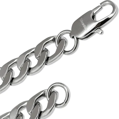 Miniatura 3 de Silvadore Collar de cadena de plata de 0.354 in de grosor para hombre, eslabones cubanos planos de acero inoxidable Miami, joyería de por vida