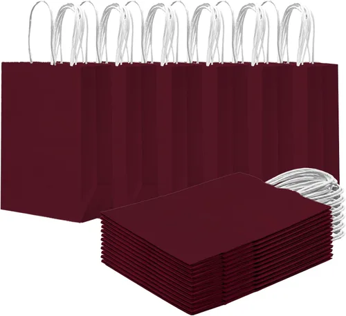 Miniatura 29 de qiqee 24 bolsas de regalo pequeñas con asas a granel de 8.3 x 6 x 3 pulgadas, bolsas de regalo amarillas brillantes, múltiples usos (tamaño pequeño)