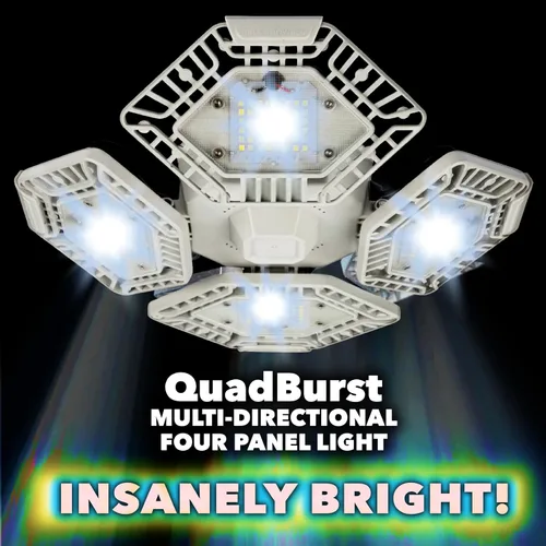 Miniatura 2 de Bell+Howell QUADBURST - Bombillas LED de techo de 80 W, 5500 lúmenes, 4 paneles deformables de aluminio para interiores, dormitorios, luces