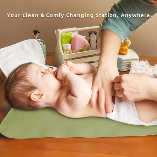 Miniatura 2 de Elantrip Cambiador para cama – Cambiador de cuero para bebé, cambiador portátil para bebé, cambiador de pañales compacto, se adapta a bolsa