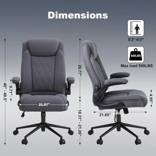 Miniatura 2 de ralex-chair Silla de Oficina Grande y Alta - Silla de Oficina Resistente de 500 Libras para Hombre Grande, Silla de Escritorio de Oficina Ejecutiva