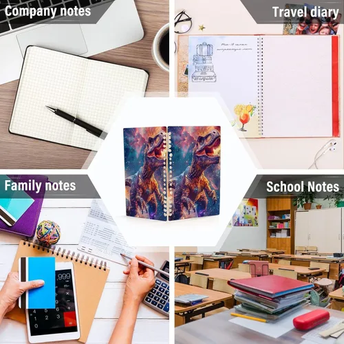 Miniatura 7 de UMIRIKO Dinosaur T-rex Galaxy Spiral Notebook Journal College Ruled Notebook 8.3"x5.7" Journal with 60 Lined Pages A5 Spiral Notebooks for Women Men