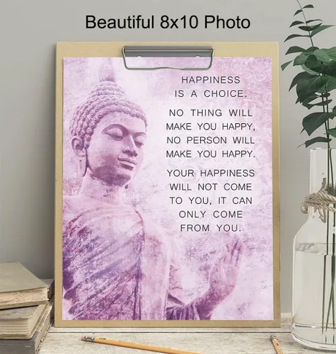 Miniatura 4 de Budismo Happiness Cita – Póster inspirador – Decoración de pared Zen New Age – Decoración del hogar para spa, sala de meditación, estudio de yoga