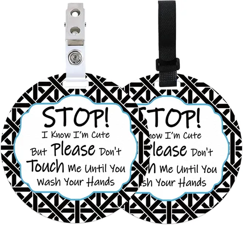 PLIGREAT 2 carteles colgantes con texto en inglés "Stop Touching Baby Please Dont Touch Me", placas para recién nacido, niña, niño, prematuro,
