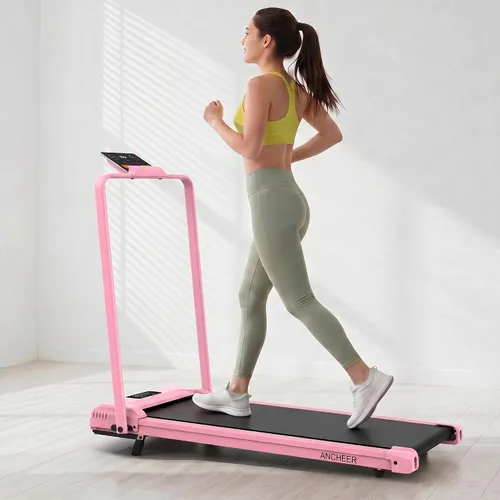 Miniatura 10 de ANCHEER Cinta de correr con inclinación del 12%/15%, almohadilla plegable con barra de asa, capacidad de 320-450 libras debajo del escritorio