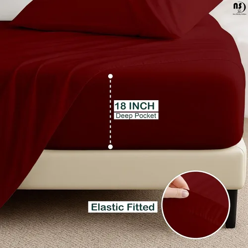 Miniatura 5 de NON Sticky cotton Juego de sábanas de 4 piezas para cama ajustable con números de sueño, 100% algodón egipcio, cabezal flexible de 34 pulgadas, se