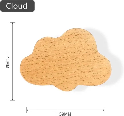Miniatura 2 de 6 pomos de madera decorativos en forma de nube para cajones con tornillos, pomos de madera para puertas de gabinete, pomos de cajones de muebles