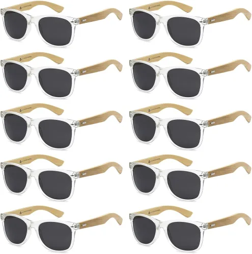 Got Shades Gafas de sol de bambú al por mayor, ecológicas, de madera retro de los años 80, para hombres y mujeres, paquete de 10