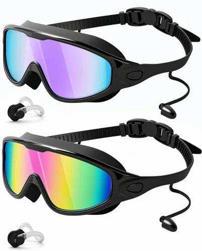 Miniatura 15 de Swim Goggles 2 Pack, Wide View Anti Fog&UV Swimming Goggles for Audlt, No Leaking Swim Glasses for Men Women Kids
