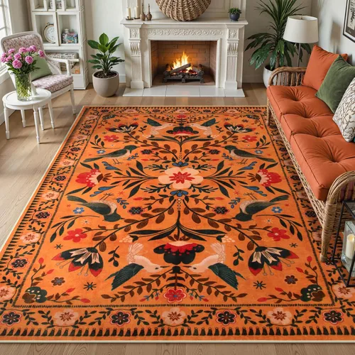 Miniatura 21 de Moynesa Alfombra para sala de estar, de 5 x 7 pies, lavable, moderna, color verde cabaña, para dormitorio, comedor, alfombra estética de granja