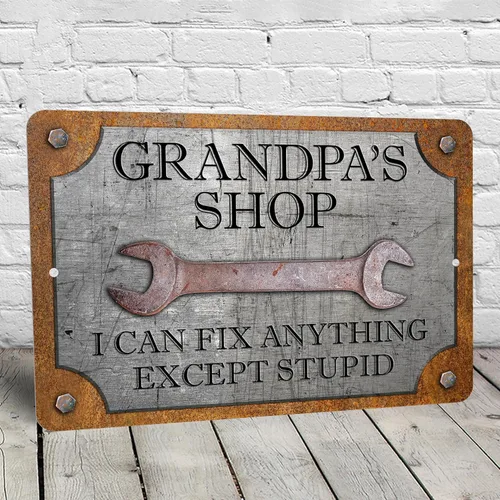 Miniatura 4 de Letrero de garaje o taller – Can't Fix Stupid – Personalizado